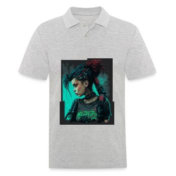 Magnifique fille futuriste pour les fans de jeux vidéo - Polo Homme - gris chiné - Devant - Kai (181cm)