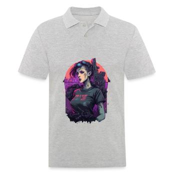 Superbe fille punk pour les amateurs de science-fiction - Polo Homme - gris chiné - Devant - Kai (181cm)