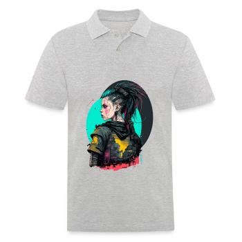 Wonderful Illustration of a Beautiful Girl - Men's Polo Shirt - heather grey - Front - Kai (181cm)