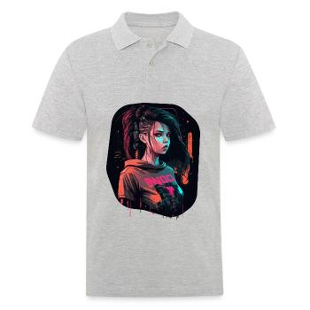Cool design of a Beautiful cyber Girl - Men's Polo Shirt - heather grey - Front - Kai (181cm)