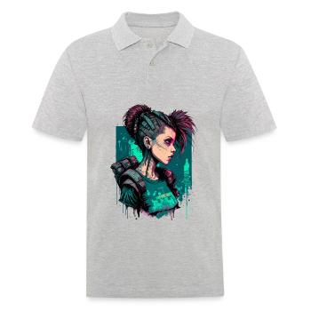 Stunning punk Girl for Video Game Fans - Men's Polo Shirt - heather grey - Front - Kai (181cm)