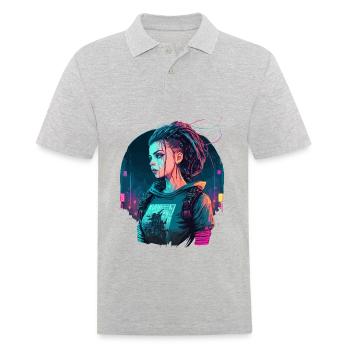 Cool Futuristic lady for epic figure. - Men's Polo Shirt - heather grey - Front - Kai (181cm)