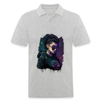 gamer woman on action experience art. in a gamer - Men's Polo Shirt - heather grey - Front - Kai (181cm)