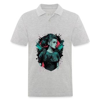 Cool Drawing Of A Beautiful Girl - Men's Polo Shirt - heather grey - Front - Kai (181cm)
