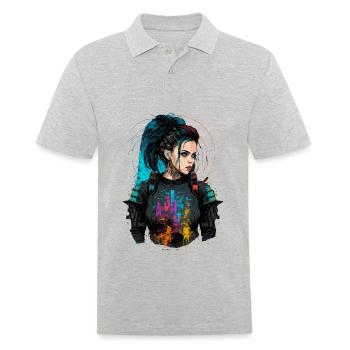 Stunning Painting Of A Gorgeous Punk Women - Men's Polo Shirt - heather grey - Front - Kai (181cm)