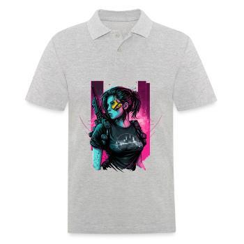 Stunning Digital Illustration of a Punk Girl - Men's Polo Shirt - heather grey - Front - Kai (181cm)