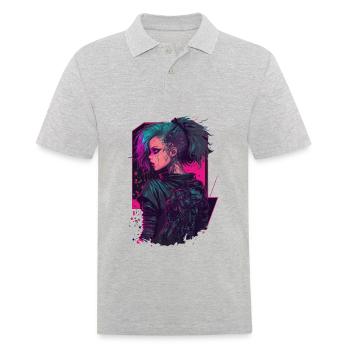 Cool Digital Illustration of a Punk Lady - Men's Polo Shirt - heather grey - Front - Kai (181cm)