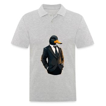 Niedliche Zeichnung einer Ente im Anzug - Männer Poloshirt - Grau meliert - Vorne - Kai (181cm)