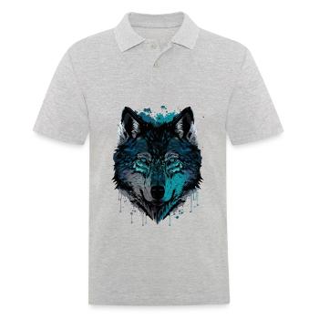 A Wolf Drawing as the Fabulous Christmas Present - Men's Polo Shirt - heather grey - Front - Kai (181cm)