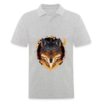 Ein Wolf Digital Painting als ausgezeichnetes Geschenk - Männer Poloshirt - Grau meliert - Vorne - Kai (181cm)