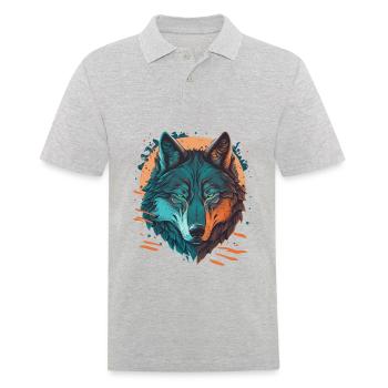 Erstaunliches Design eines Wolfes - Männer Poloshirt - Grau meliert - Vorne - Kai (181cm)
