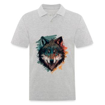 Design étonnant d’un loup - Polo Homme - gris chiné - Devant - Kai (181cm)