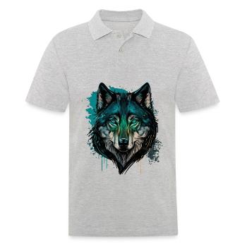 A Wolf Head Artwork for every Forest Fans - Men's Polo Shirt - heather grey - Front - Kai (181cm)