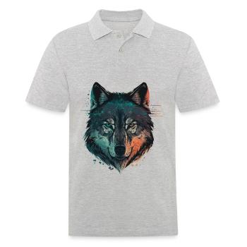 Un dessin de loup pour tous les amateurs de loups - Polo Homme - gris chiné - Devant - Kai (181cm)