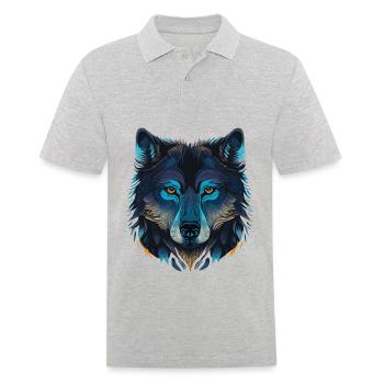 Une œuvre d’art de loup pour tous les passionnés d’animaux - Polo Homme - gris chiné - Devant - Kai (181cm)