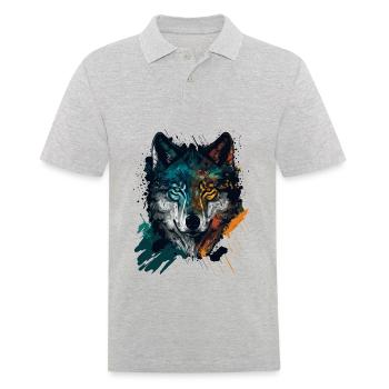 Une œuvre d’art à tête de loup comme cadeau de Noël fabuleux - Polo Homme - gris chiné - Devant - Kai (181cm)