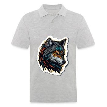 Peinture numérique d’une tête de loup - Polo Homme - gris chiné - Devant - Kai (181cm)