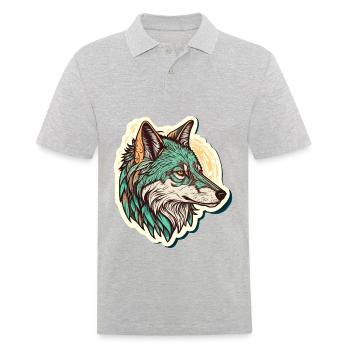 Une peinture numérique de loup comme l’anniversaire parfait - Polo Homme - gris chiné - Devant - Kai (181cm)