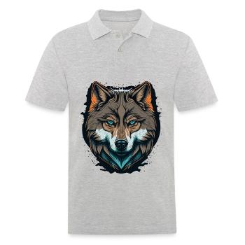 Wunderbares Kunstwerk eines Wolfskopfes - Männer Poloshirt - Grau meliert - Vorne - Kai (181cm)