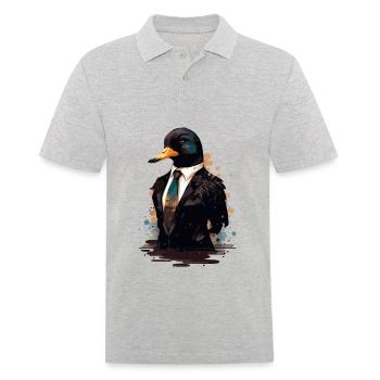 Ente trägt Kleidung - Männer Poloshirt - Grau meliert - Vorne - Kai (181cm)