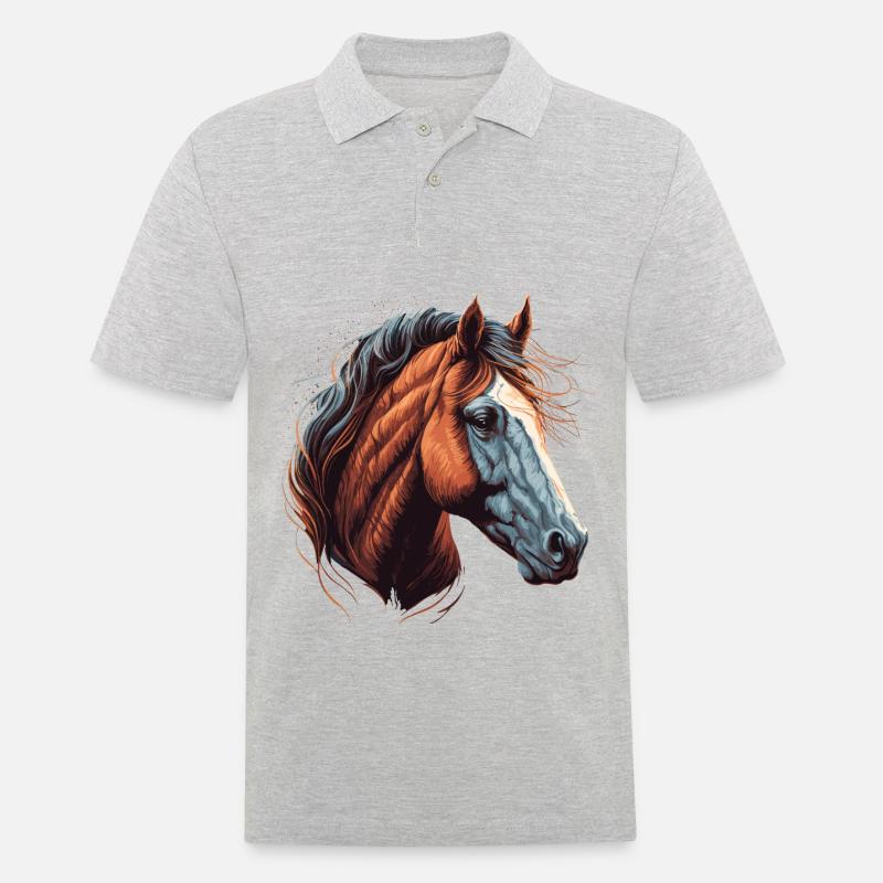Pferdekopf - Männer Poloshirt - Grau meliert