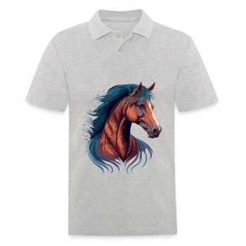 Pferdeziehen - Männer Poloshirt - Grau meliert - Vorne - Kai (181cm)