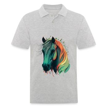 Schönes Pferd - Männer Poloshirt - Grau meliert - Vorne - Kai (181cm)