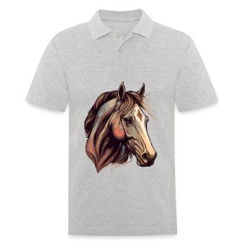 Schöner Hengst - Männer Poloshirt - Grau meliert - Vorne - Kai (181cm)