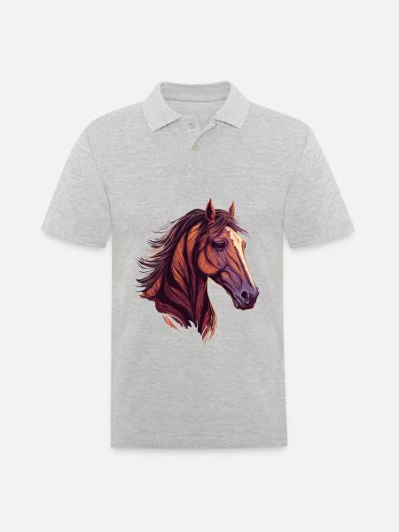 Schöner Pferdekopf - Männer Poloshirt - Grau meliert
