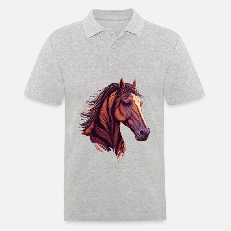Schöner Pferdekopf - Männer Poloshirt - Grau meliert