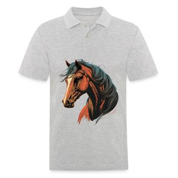 Rennpferdekopf - Männer Poloshirt - Grau meliert - Vorne - Kai (181cm)