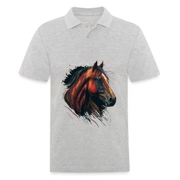 Horse Head Digital Painting - Männer Poloshirt - Grau meliert - Vorne - Kai (181cm)