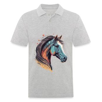 Illustration de cheval - Polo Homme - gris chiné - Devant - Kai (181cm)