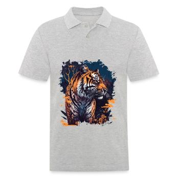 Tiger - Männer Poloshirt - Grau meliert - Vorne - Kai (181cm)