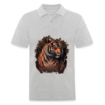 Tiger in the Woods - Men's Polo Shirt - heather grey - Front - Kai (181cm)