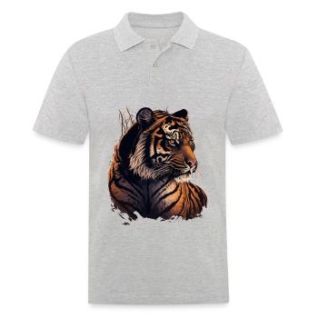Indien Tigre - Polo Homme - gris chiné - Devant - Kai (181cm)