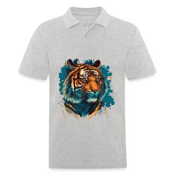 Illustration de la tête de tigre - Polo Homme - gris chiné - Devant - Kai (181cm)