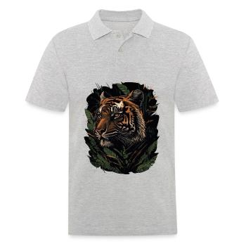 Tiger Lurking in the Jungle - Men's Polo Shirt - heather grey - Front - Kai (181cm)