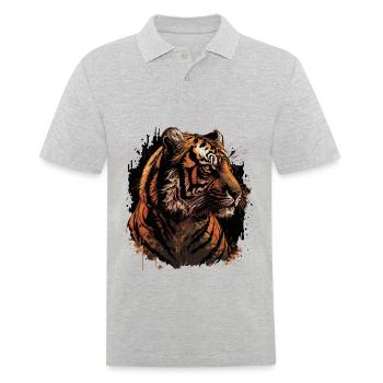 Portrait de tigre majestueux - Polo Homme - gris chiné - Devant - Kai (181cm)