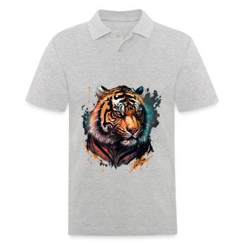 Illustration de tigre coloré - Polo Homme - gris chiné - Devant - Kai (181cm)