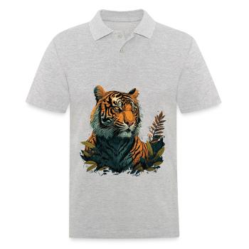 Tigre à la recherche d’une proie - Polo Homme - gris chiné - Devant - Kai (181cm)