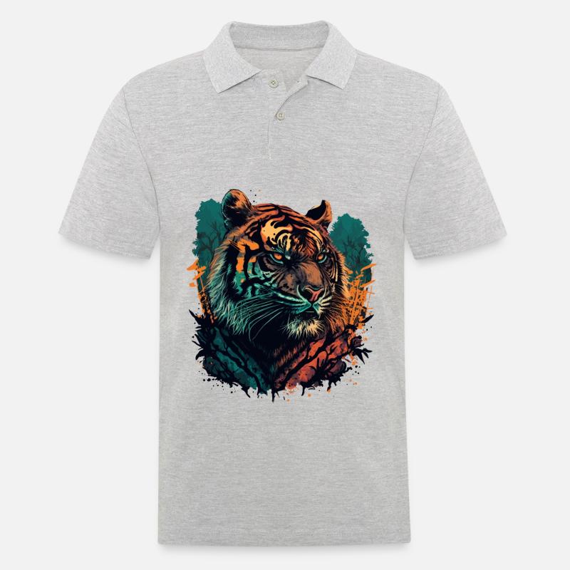 Sei ein Tiger - Männer Poloshirt - Grau meliert