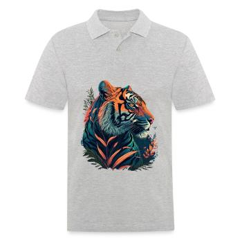 Tigre orange - Polo Homme - gris chiné - Devant - Kai (181cm)