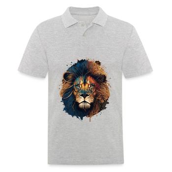 Lion Head Painting - Men's Polo Shirt - heather grey - Front - Kai (181cm)