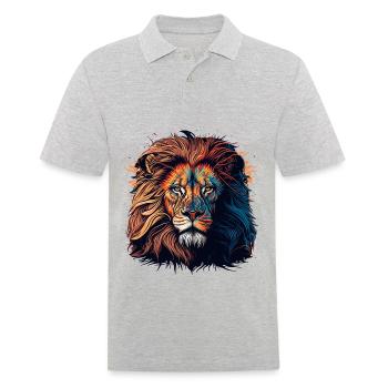 Lion Lineart - Men's Polo Shirt - heather grey - Front - Kai (181cm)
