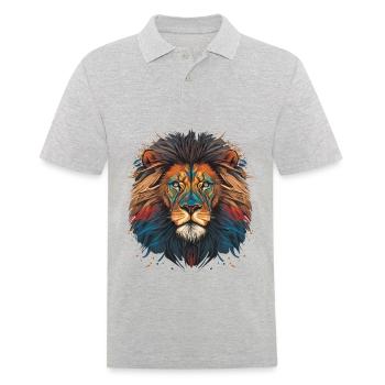 Safari Lion Head - Men's Polo Shirt - heather grey - Front - Kai (181cm)