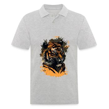 Tigre dangereux montrant des dents - Polo Homme - gris chiné - Devant - Kai (181cm)