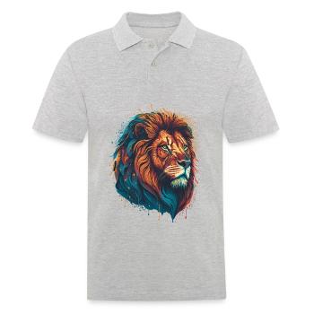 Lion - Men's Polo Shirt - heather grey - Front - Kai (181cm)