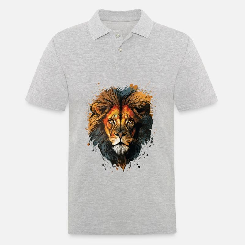 Löwen Geschenkidee - Männer Poloshirt - Grau meliert