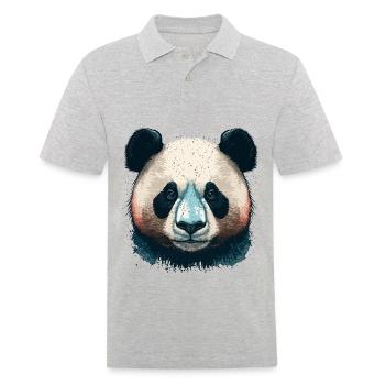 Panda Face - Men's Polo Shirt - heather grey - Front - Kai (181cm)
